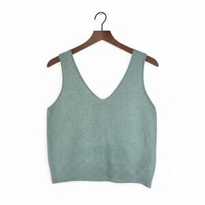 Tahari Sage Green Knit V-Neck Sweater Vest - Size S
